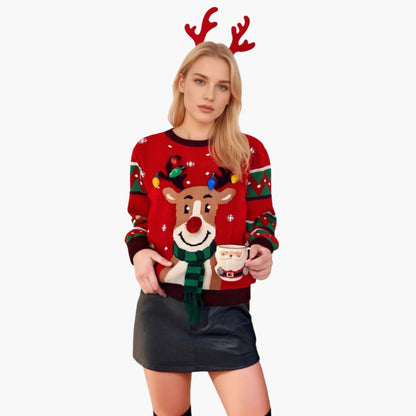 BerlinGlamour | Dames kersttrui met rendiermotief 0