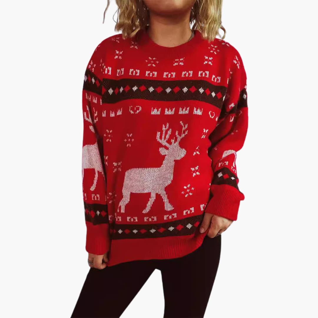 BerlinGlamour | Dames kersttrui met rendiermotief 0