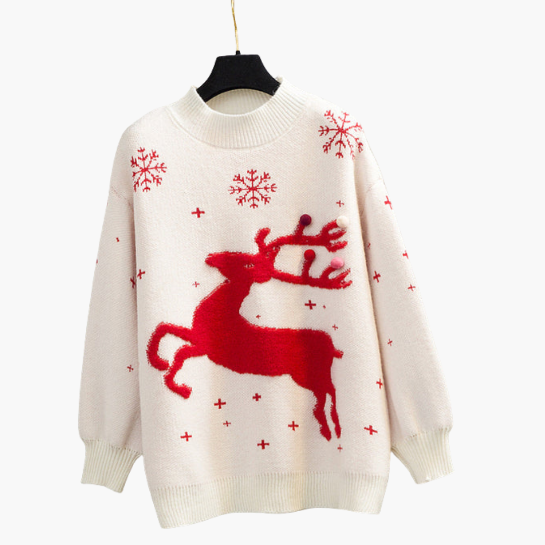 BerlinGlamour | Dames kersttrui met rendiermotief 1