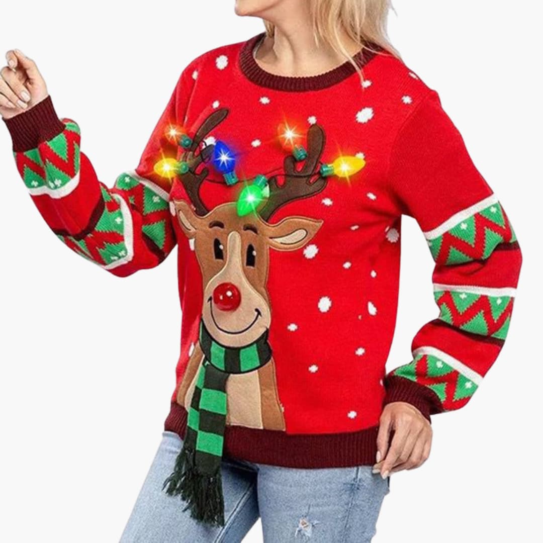 BerlinGlamour | Dames kersttrui met rendiermotief 1