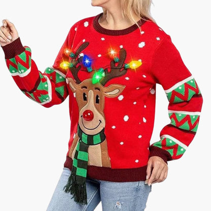 BerlinGlamour | Dames kersttrui met rendiermotief 1