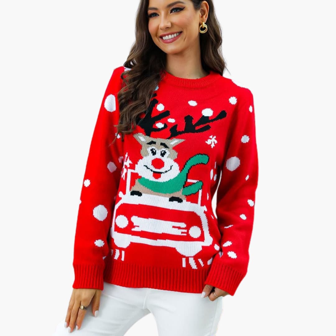 BerlinGlamour | Dames kersttrui met rendiermotief 2