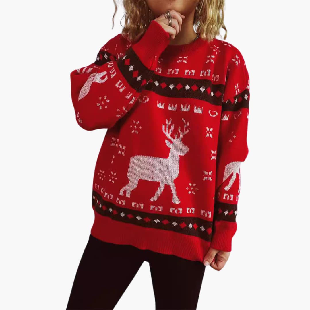 BerlinGlamour | Dames kersttrui met rendiermotief 2
