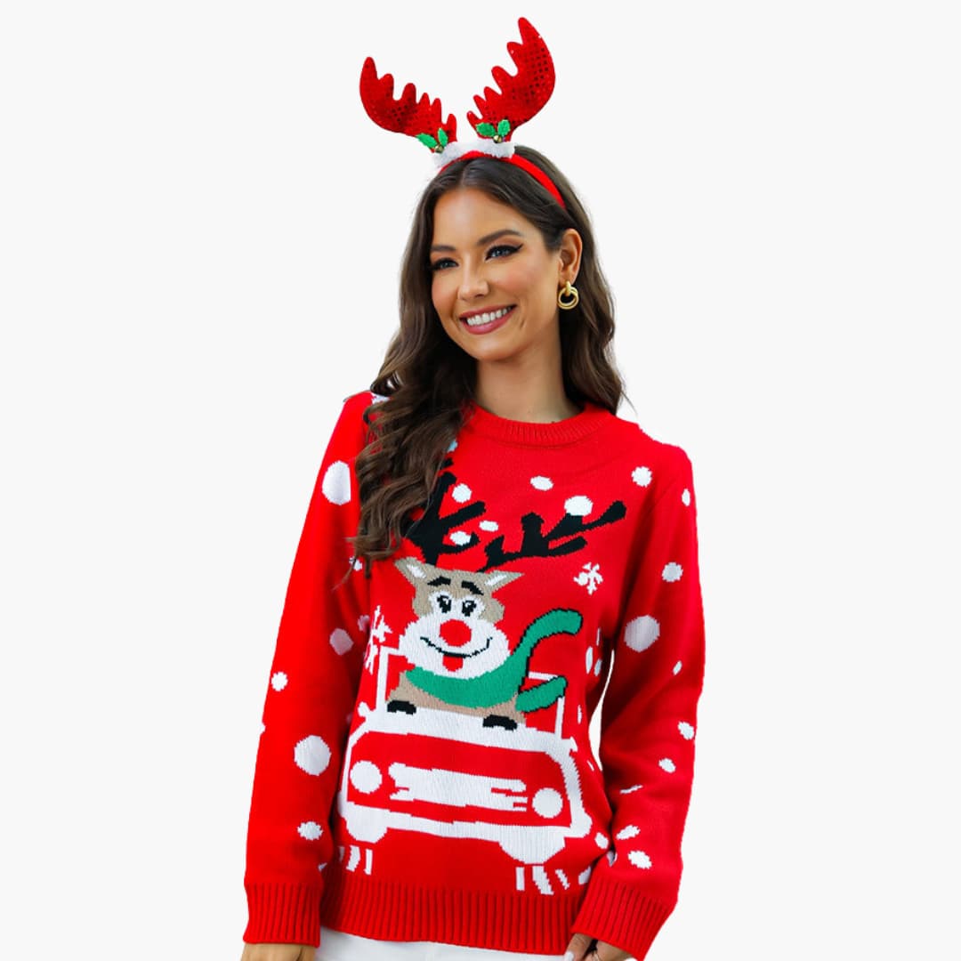 BerlinGlamour | Dames kersttrui met rendiermotief 3