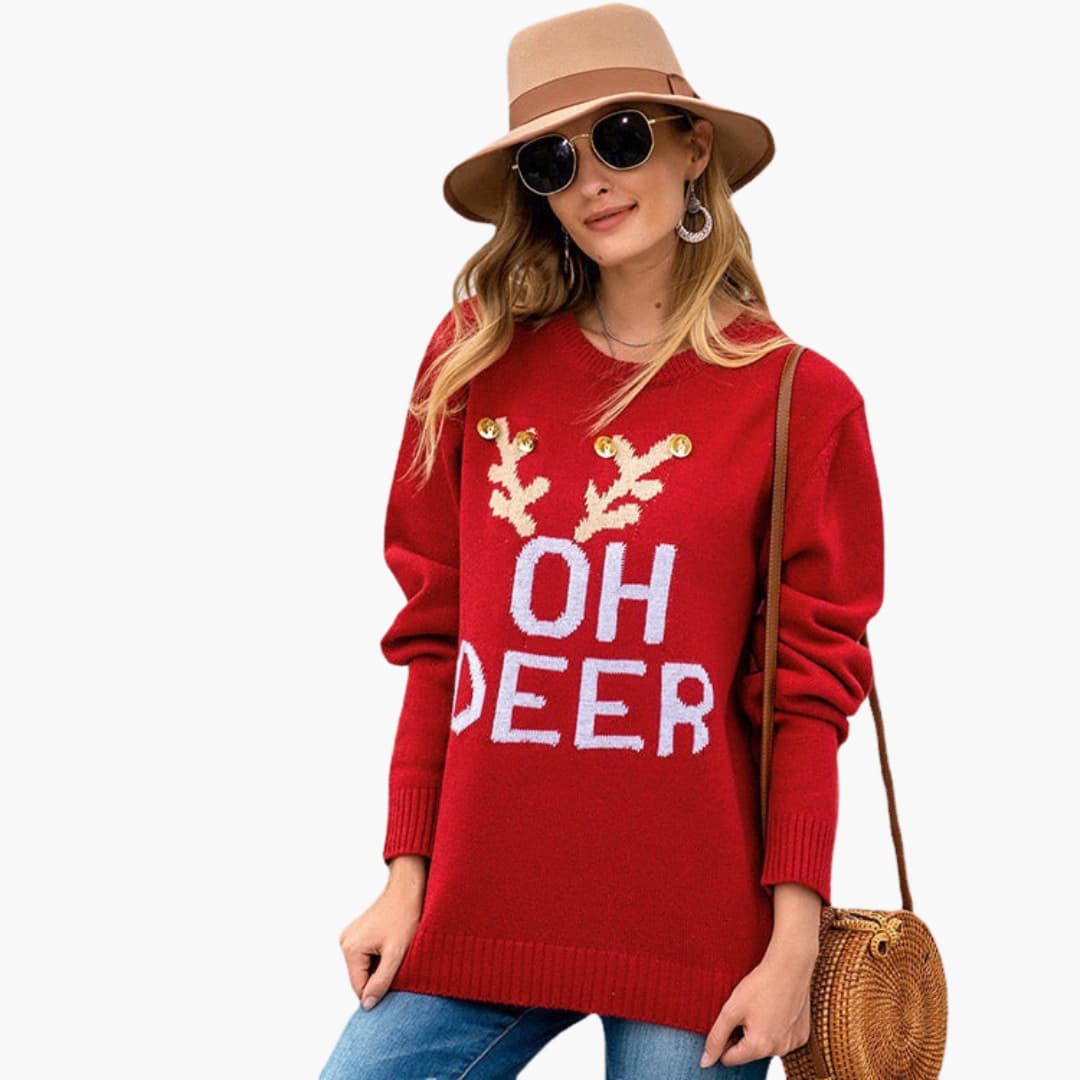 BerlinGlamour | Dames kersttrui met rendiermotief 3