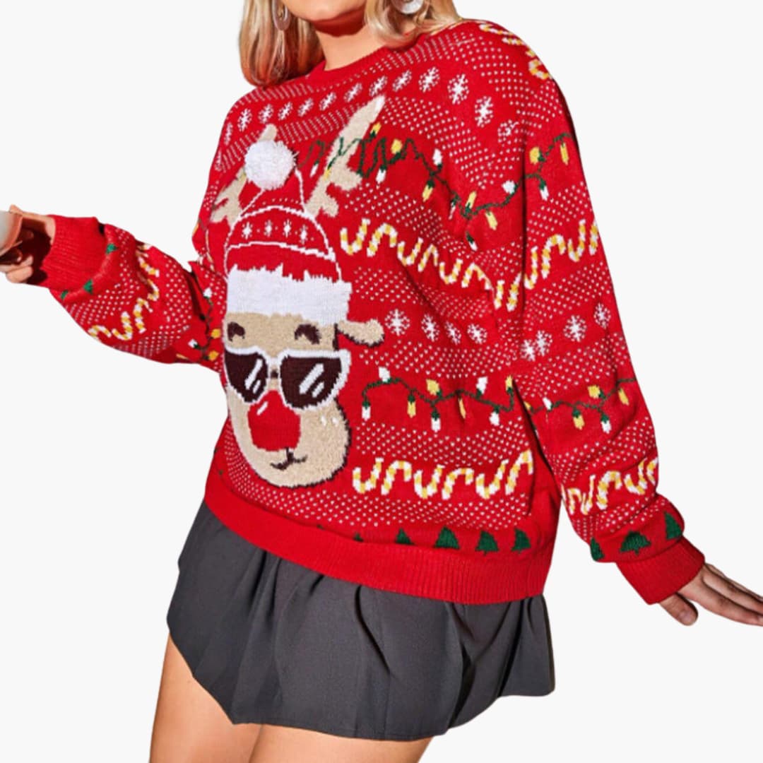 BerlinGlamour | Dames kersttrui met rendiermotief 3