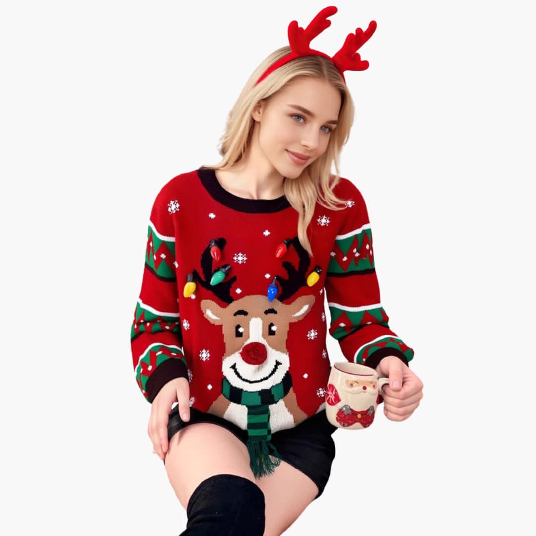 BerlinGlamour | Dames kersttrui met rendiermotief 4