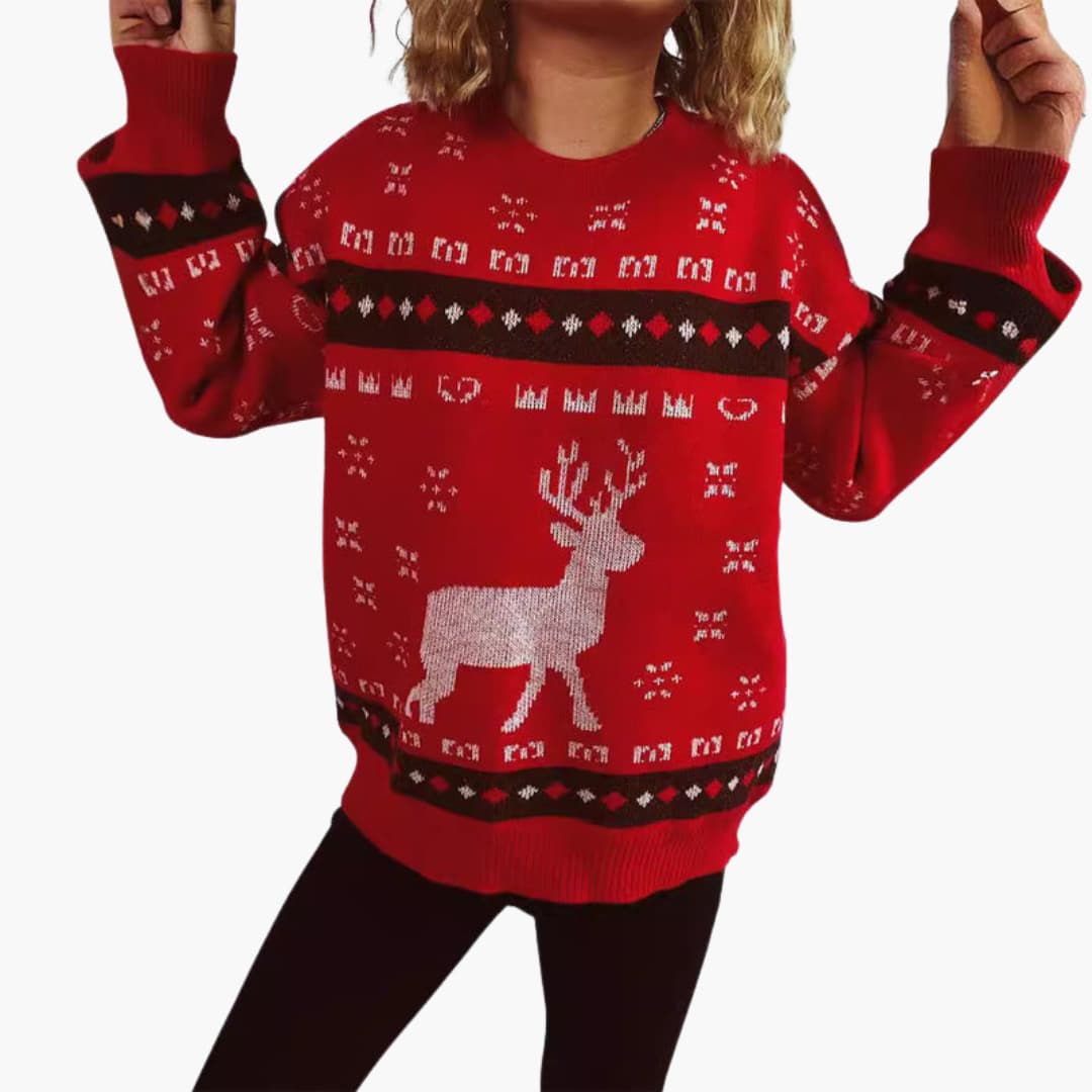 BerlinGlamour | Dames kersttrui met rendiermotief 5