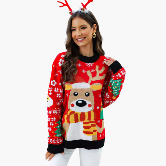 BerlinGlamour | Dames kersttrui met rendierpatroon 0