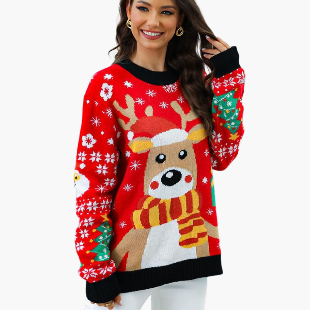 BerlinGlamour | Dames kersttrui met rendierpatroon 1