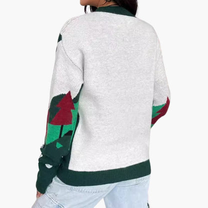 BerlinGlamour | Dames kersttrui met sneeuwpop- en boommotief 3