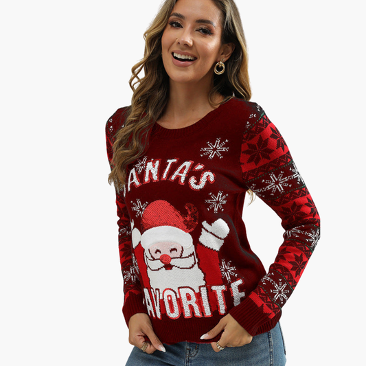 BerlinGlamour | Dames kersttrui met sneeuwpop- en kerstboommotief 0