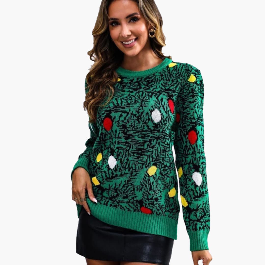 BerlinGlamour | Dames kersttrui met speels boomdesign 0