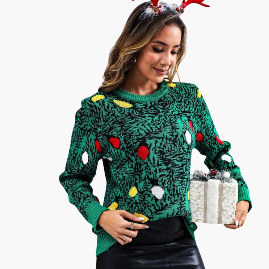 BerlinGlamour | Dames kersttrui met speels boomdesign 4