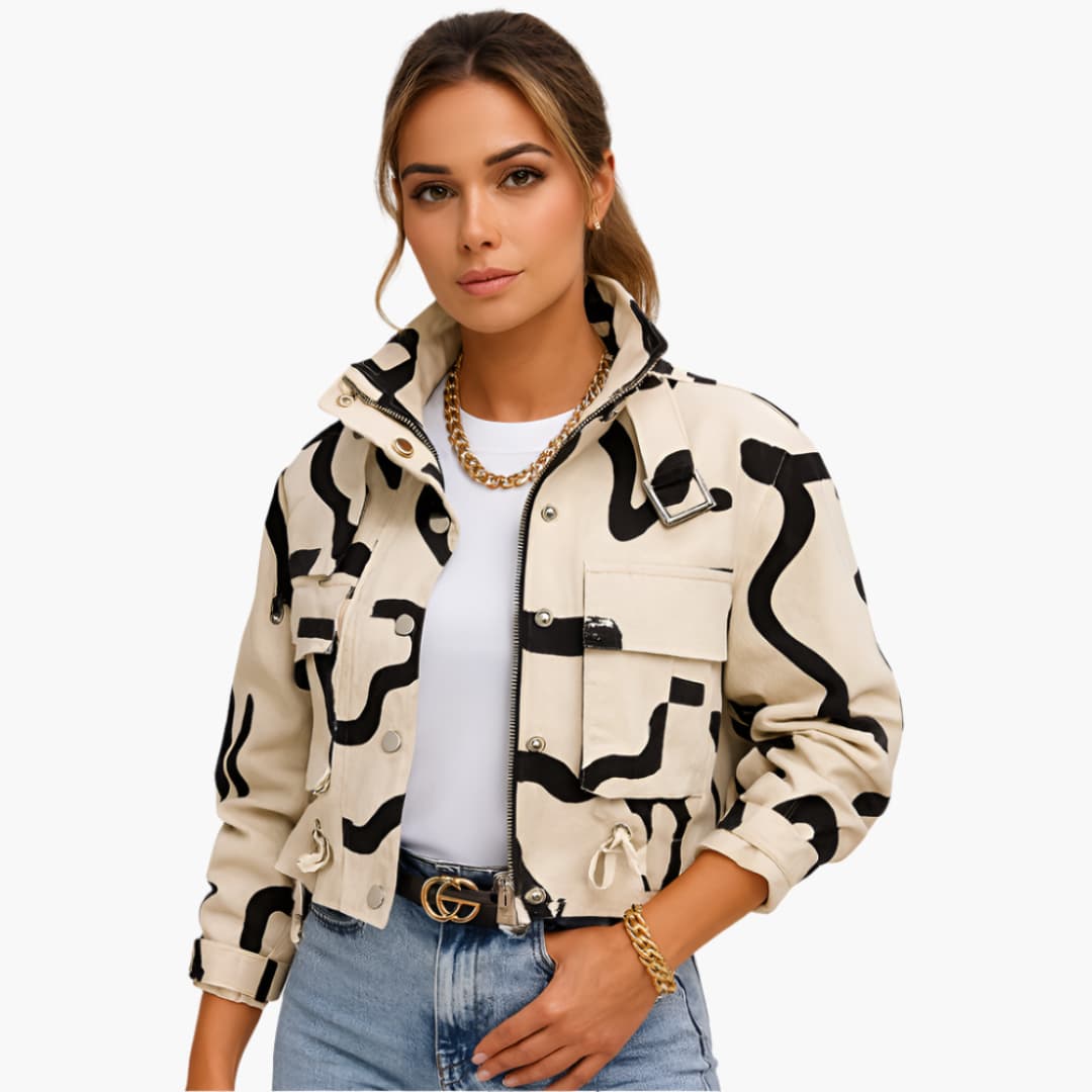 BerlinGlamour | Dames kort jasje met opstaande kraag en rits 0