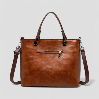 BerlinGlamour | Dames leren handtas met meerdere vakken, schoudertas in vintage-stijl 1