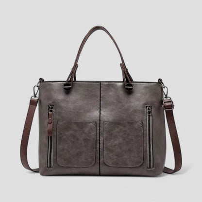 BerlinGlamour | Dames leren handtas met meerdere vakken, schoudertas in vintage-stijl 8