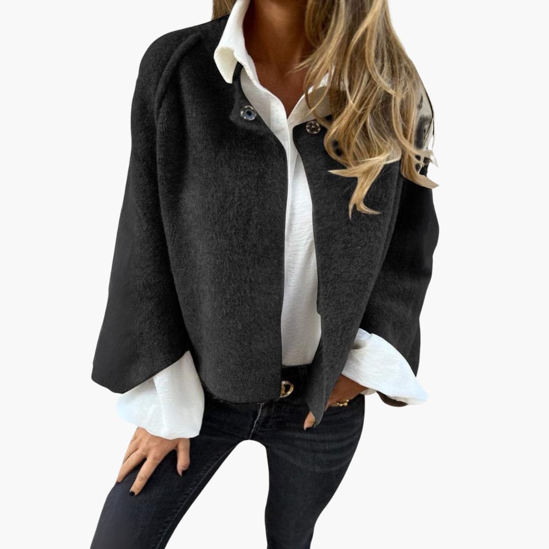 BerlinGlamour | Dames open jasje met ronde hals en lange mouwen 0