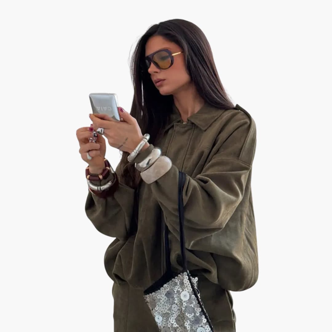 BerlinGlamour | Dames overgangsjas met overhemdkraag en verborgen rits 3