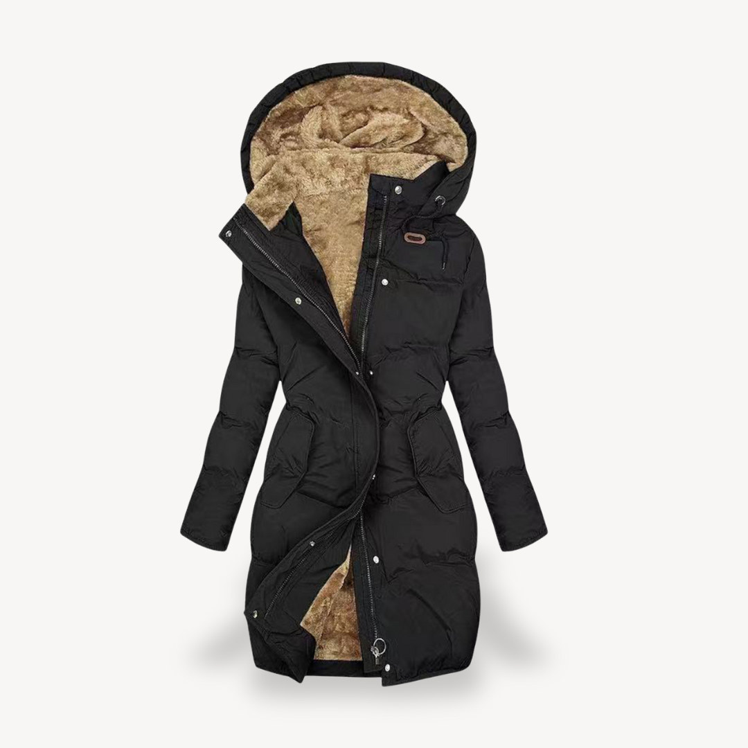 BerlinGlamour | Dames pufferjack met imitatiebontvoering 0
