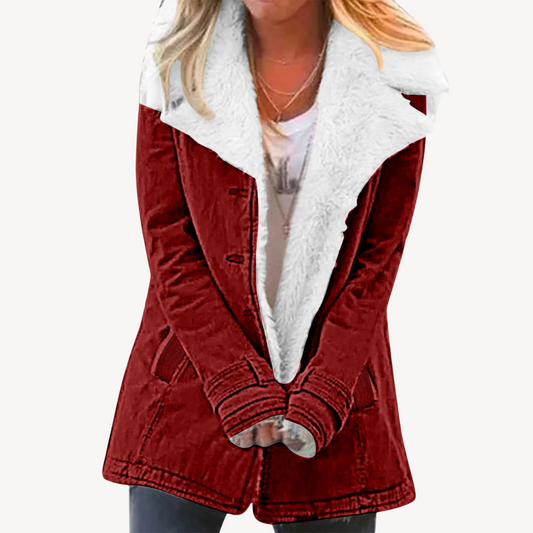 BerlinGlamour | Dames spijkerjasje met sherpa voering 0