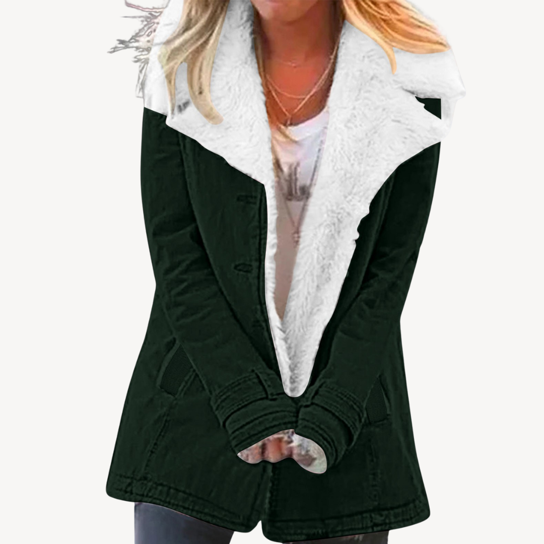 BerlinGlamour | Dames spijkerjasje met sherpa voering 1