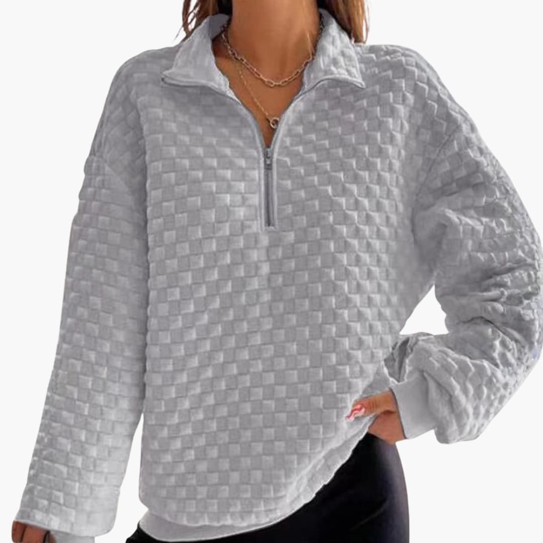 BerlinGlamour | Dames sweatshirt met rits en gewatteerde textuur 2