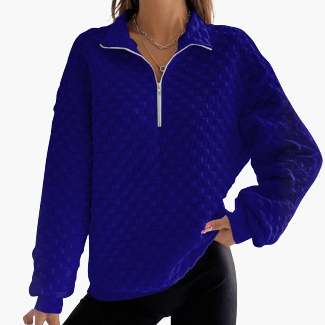 BerlinGlamour | Dames sweatshirt met rits en gewatteerde textuur 3