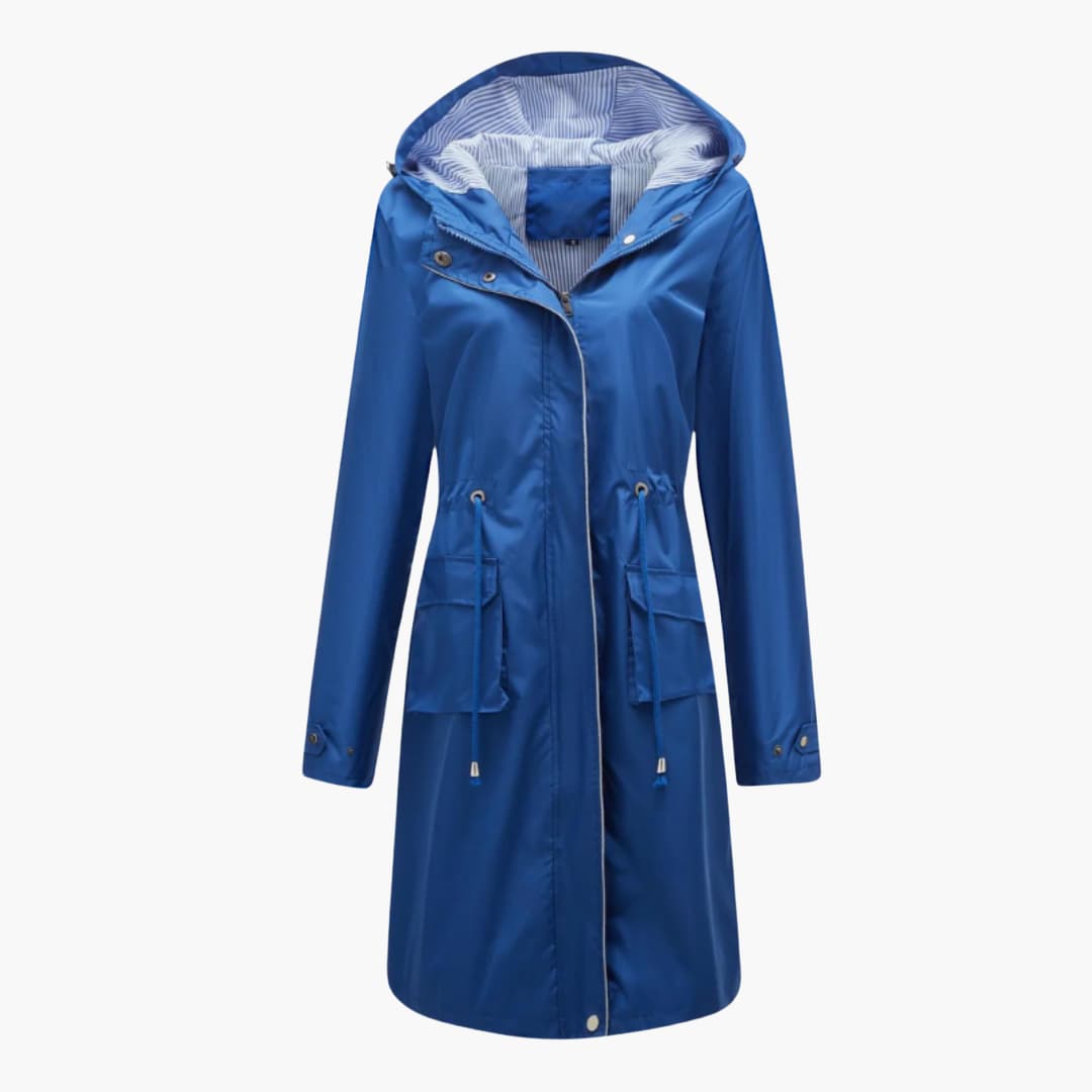 BerlinGlamour | Dames trenchcoat met capuchon en verstelbare taille 3