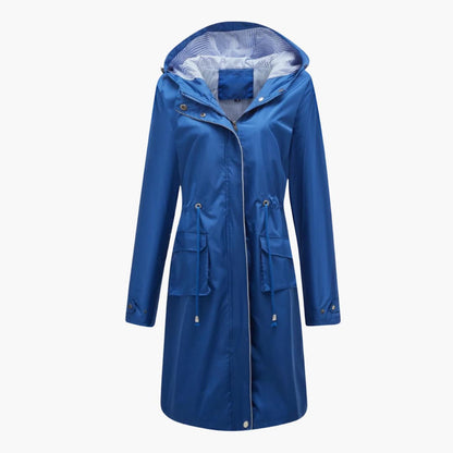 BerlinGlamour | Dames trenchcoat met capuchon en verstelbare taille 3