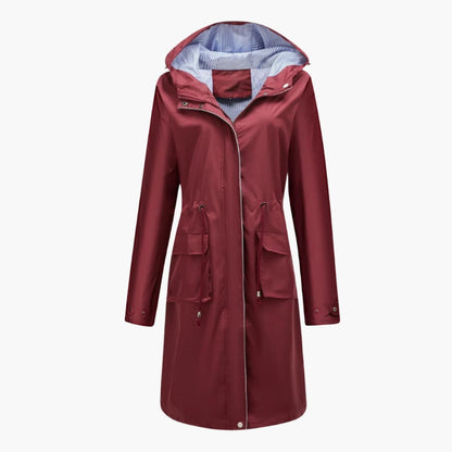 BerlinGlamour | Dames trenchcoat met capuchon en verstelbare taille 6