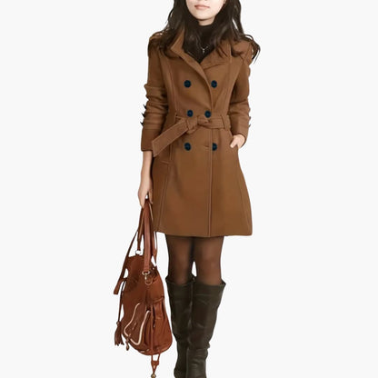 BerlinGlamour | Dames trenchcoat met dubbele knoopsluiting en tailleband 2