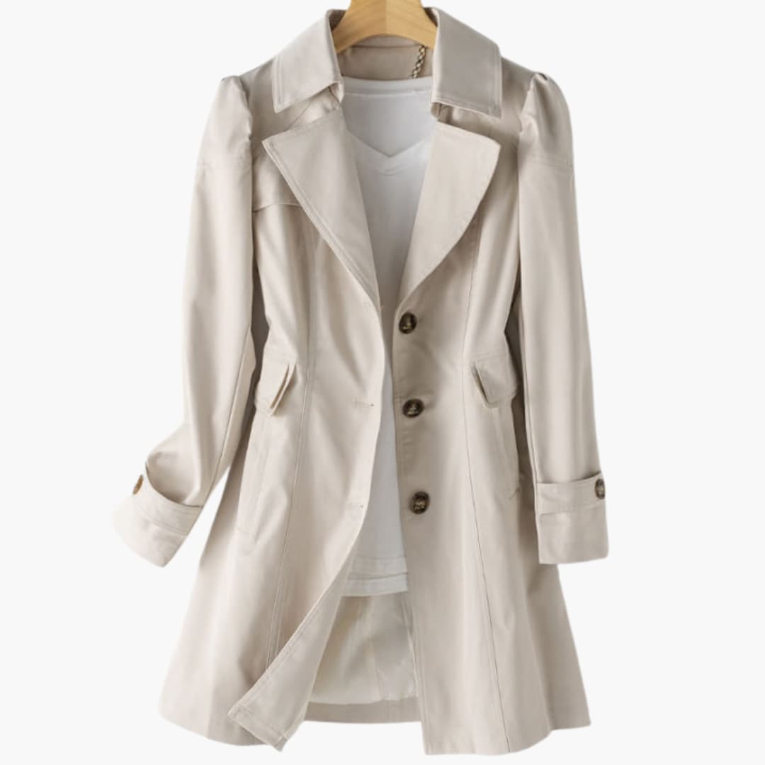 BerlinGlamour | Dames trenchcoat met inkeping en knoopsluiting 0