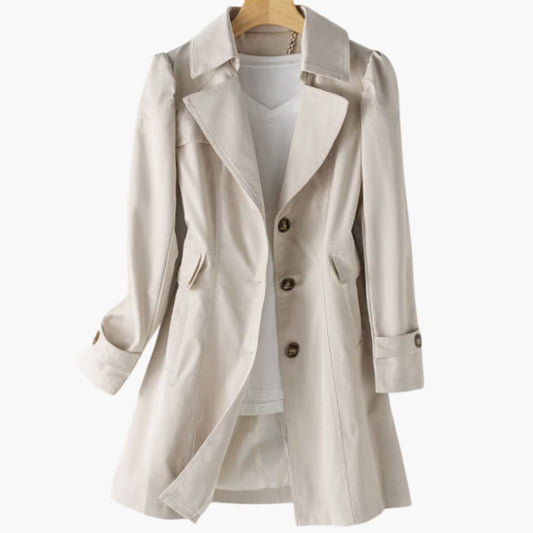 BerlinGlamour | Dames trenchcoat met inkeping en knoopsluiting 0