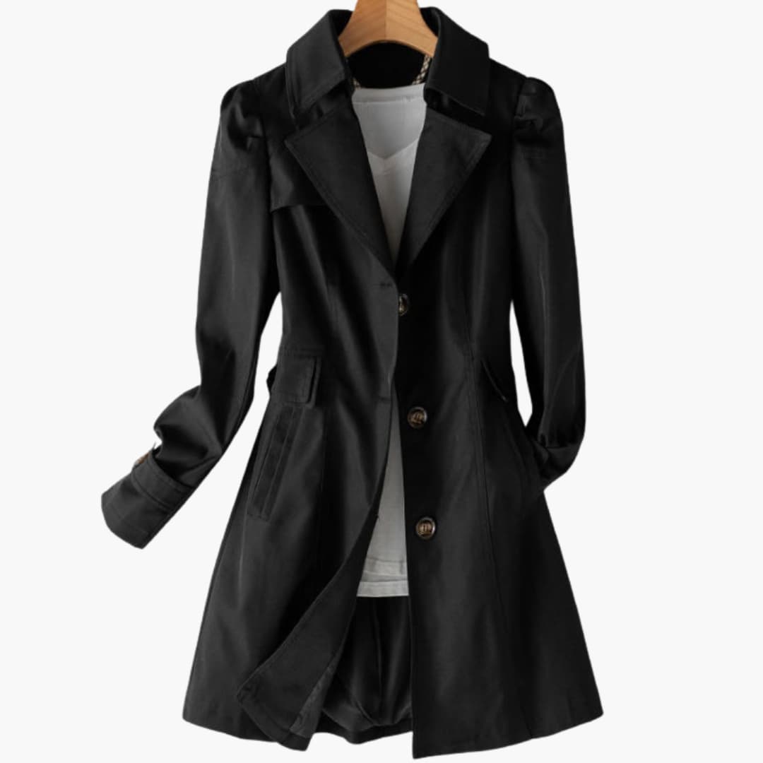 BerlinGlamour | Dames trenchcoat met inkeping en knoopsluiting 2