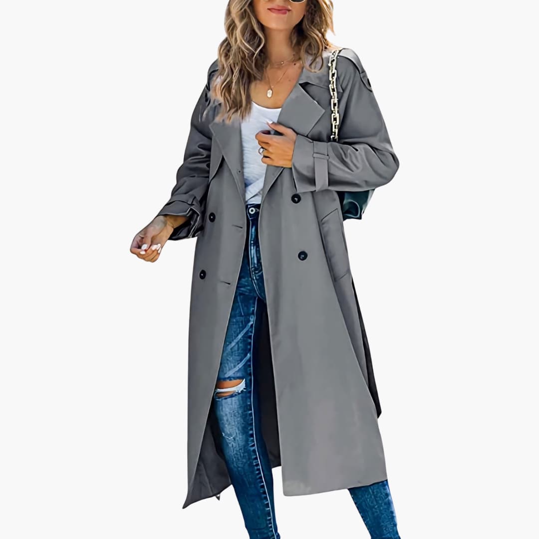 BerlinGlamour | Dames trenchcoat met zakken aan de voorkant 2