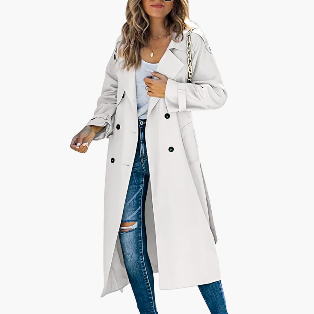 BerlinGlamour | Dames trenchcoat met zakken aan de voorkant 3