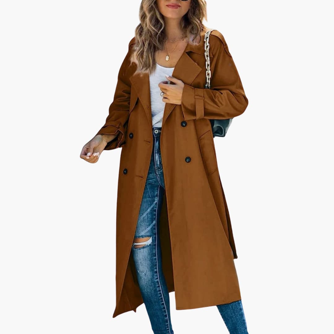 BerlinGlamour | Dames trenchcoat met zakken aan de voorkant 4