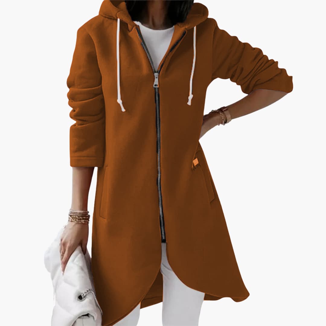 BerlinGlamour | Dameshoodie met rits en lange zoom 4