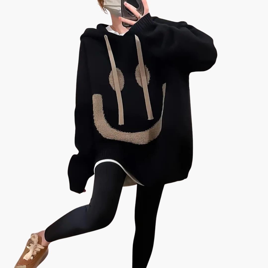 BerlinGlamour | Dameshoodie met smileyprint 1