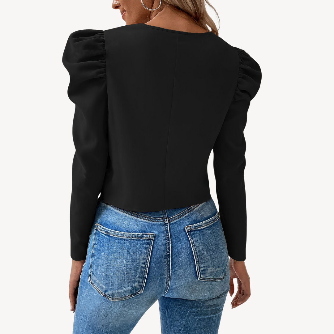 BerlinGlamour | Damesjack met pofmouwen en rits 2