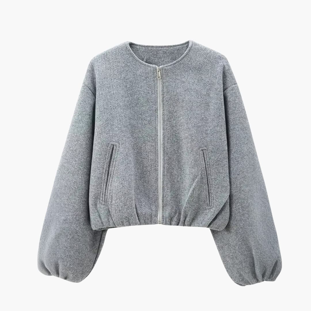 BerlinGlamour | Damesjas met ballonmouwen en korte zoom 0