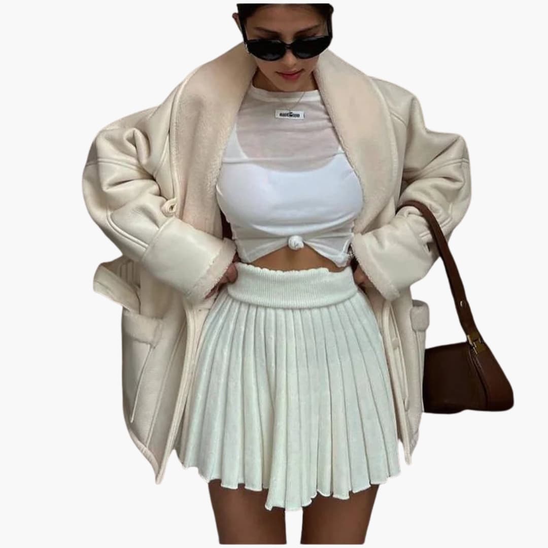 BerlinGlamour | Damesjas met brede kraag en tailleband 4