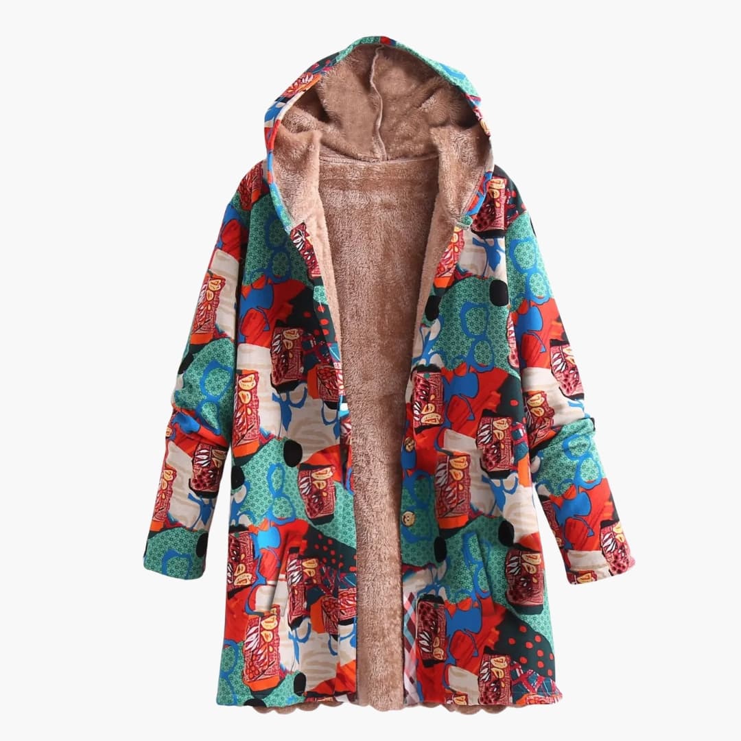 BerlinGlamour | Damesjas met capuchon en bedrukt oppervlak 3