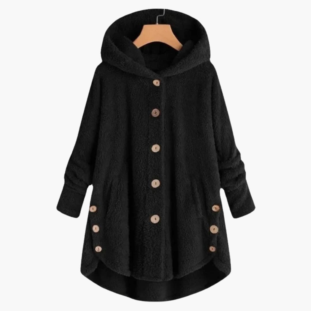 BerlinGlamour | Damesjas met capuchon en knoopsluiting 1
