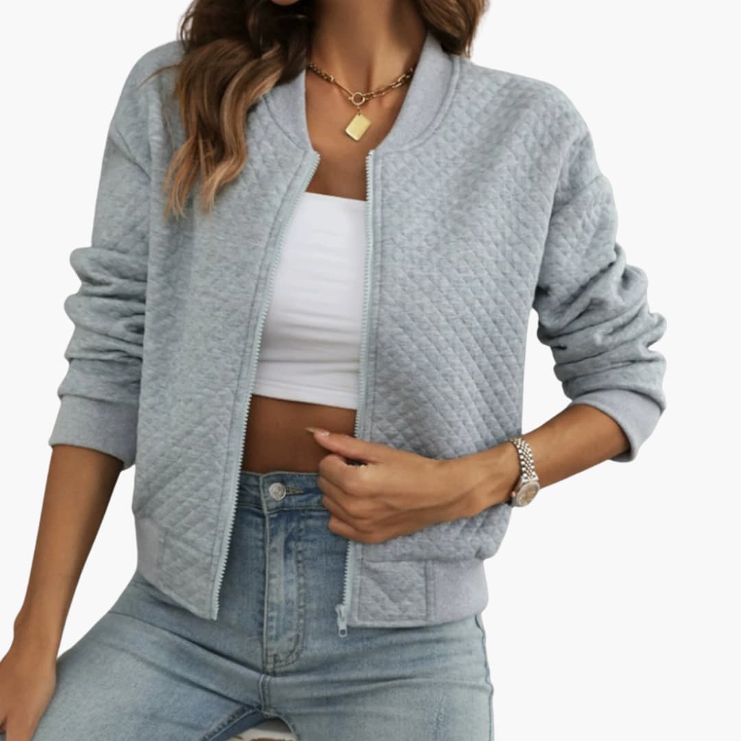 BerlinGlamour | Damesjas met doorlopende rits en geribbelde zoom 3