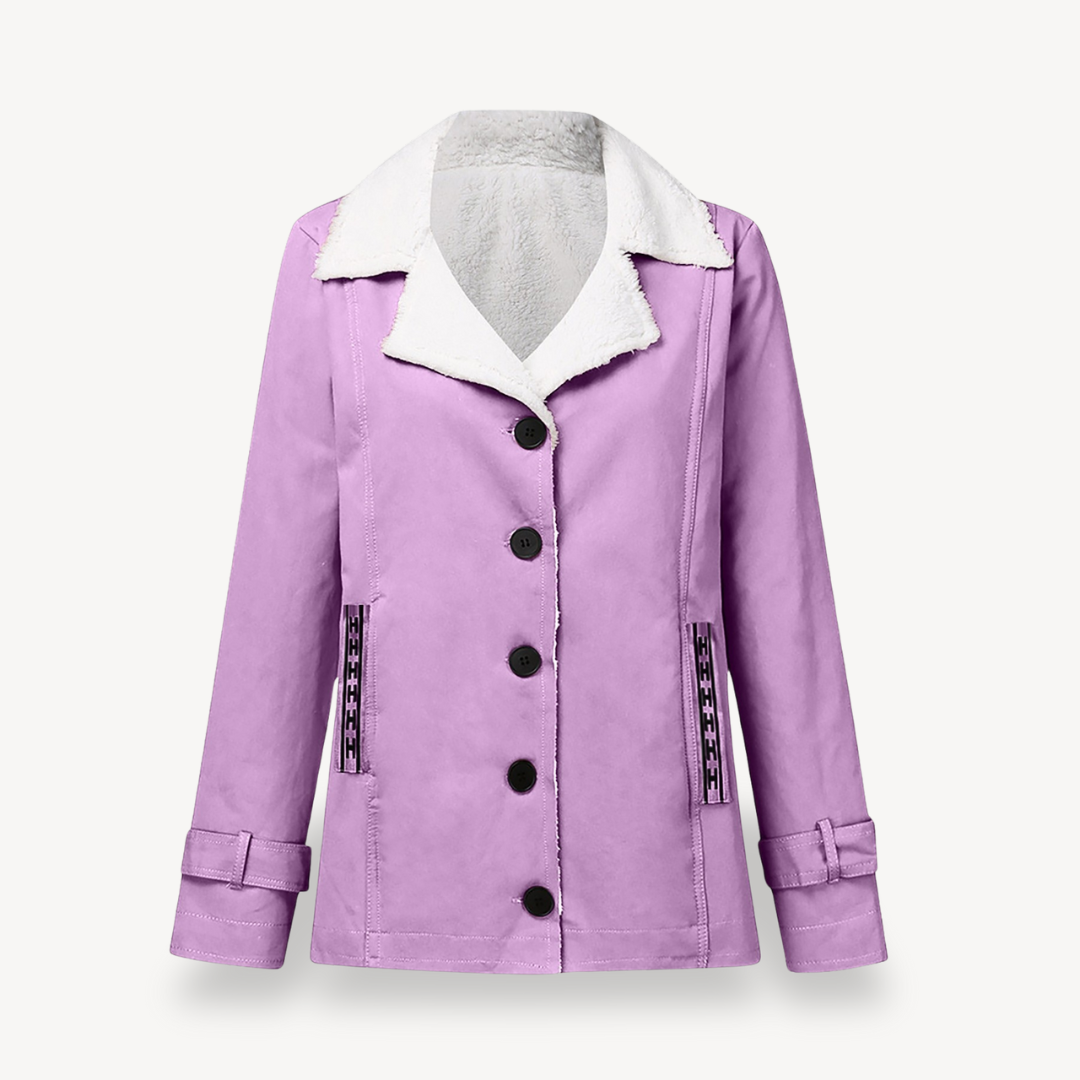 BerlinGlamour | Damesjas met fleecevoering en knopen 4