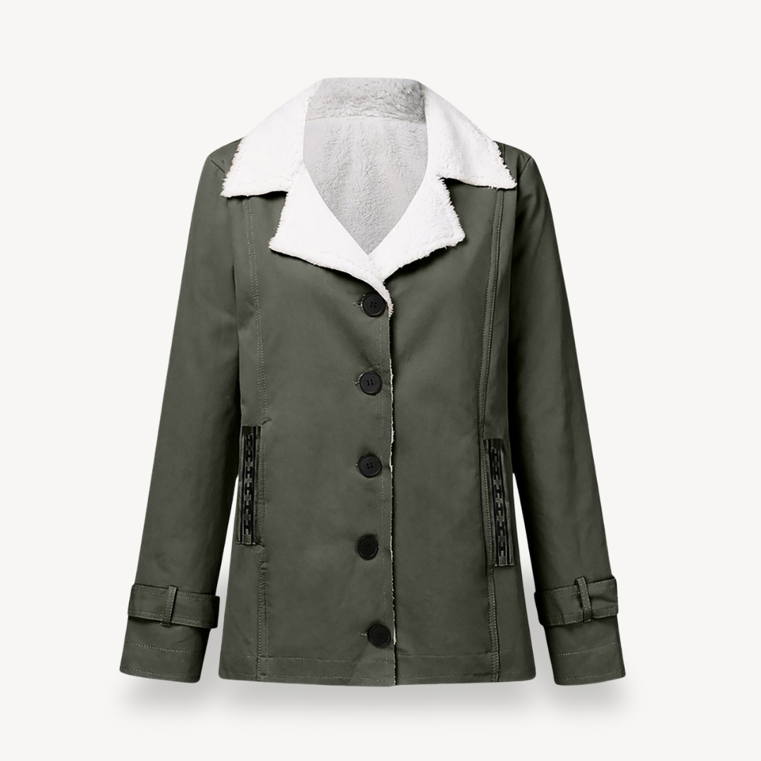 BerlinGlamour | Damesjas met fleecevoering en knopen 5