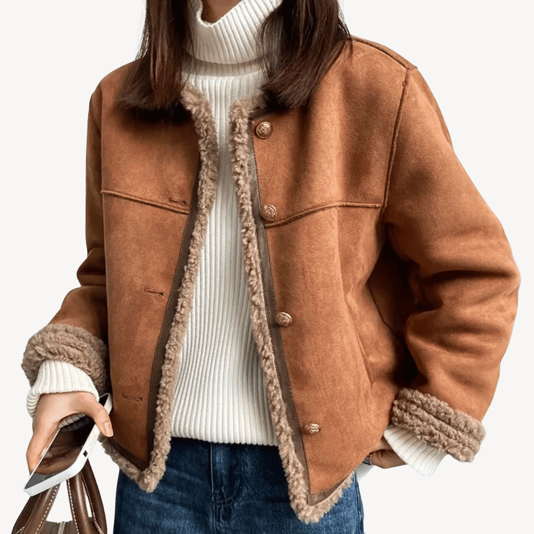 BerlinGlamour | Damesjas met imitatiebont rand en fleece voering 0