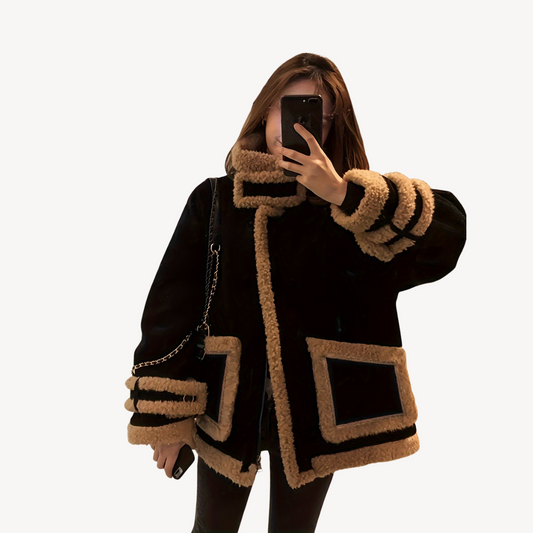 BerlinGlamour | Damesjas met imitatiebontrand 0